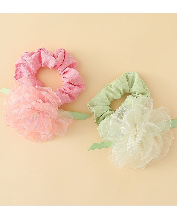 Pine Kids Headbands  with Floral Applique Pack of 2 - Multicolor
