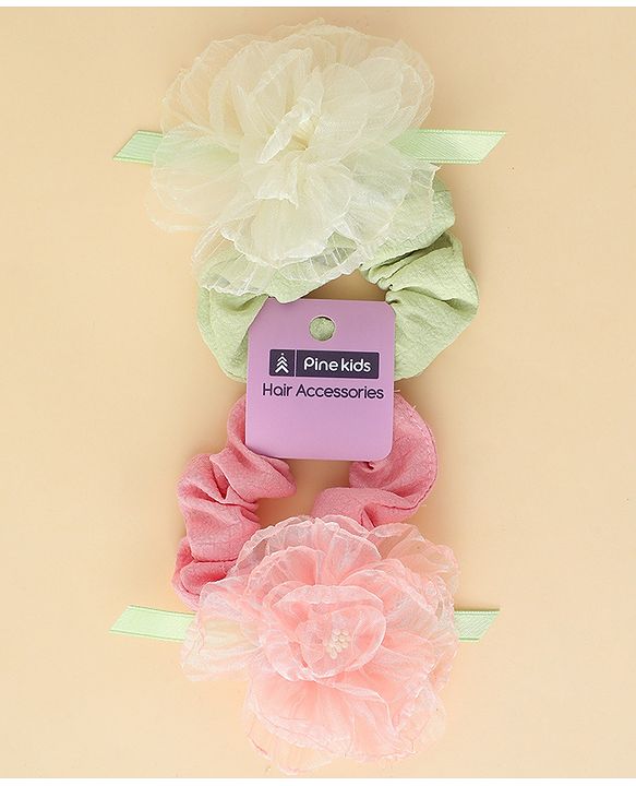 Pine Kids Headbands  with Floral Applique Pack of 2 - Multicolor