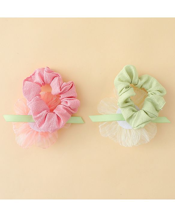 Pine Kids Headbands  with Floral Applique Pack of 2 - Multicolor