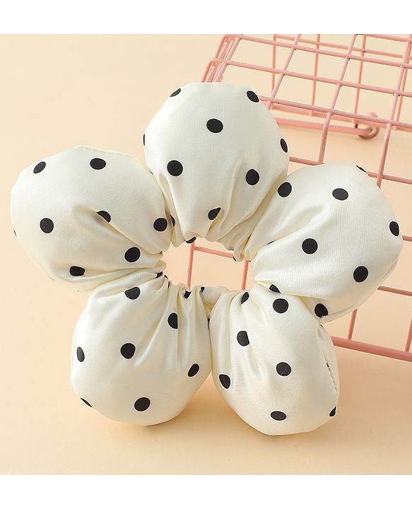 Pine Kids Free Size Scrunchie with Polka Dots Print - Cream