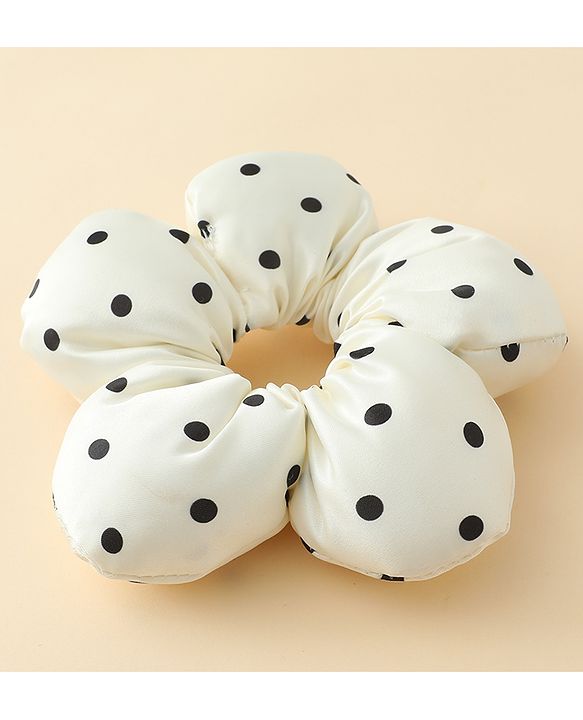 Pine Kids Free Size Scrunchie with Polka Dots Print - Cream