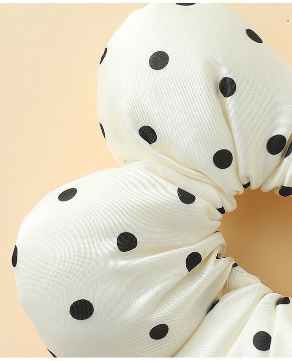 Pine Kids Free Size Scrunchie with Polka Dots Print - Cream