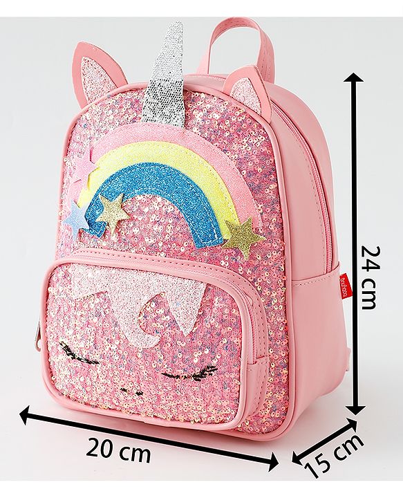 Babyhug Fashion Backpack with Sequins Applique - Pink