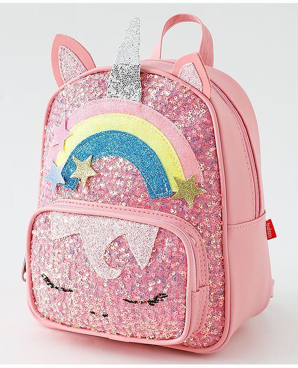 Babyhug Fashion Backpack with Sequins Applique - Pink