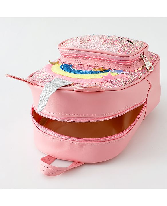 Babyhug Fashion Backpack with Sequins Applique - Pink