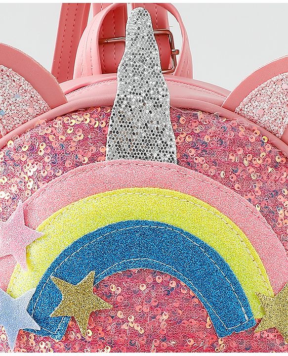 Babyhug Fashion Backpack with Sequins Applique - Pink