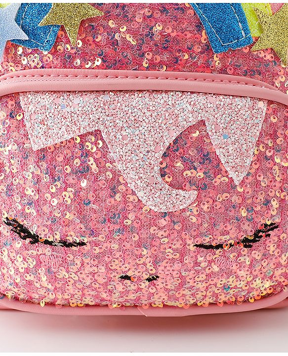 Babyhug Fashion Backpack with Sequins Applique - Pink