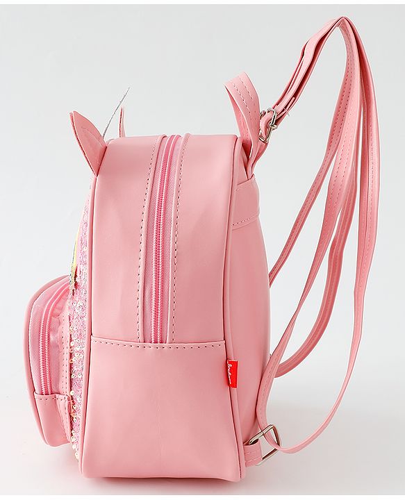 Babyhug Fashion Backpack with Sequins Applique - Pink