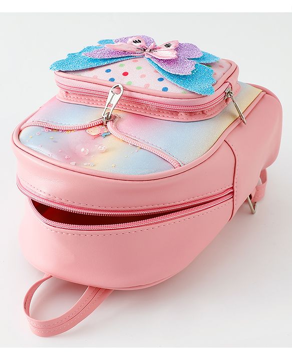 Babyhug Fashion Backpack with Butterfly Applique - Pink
