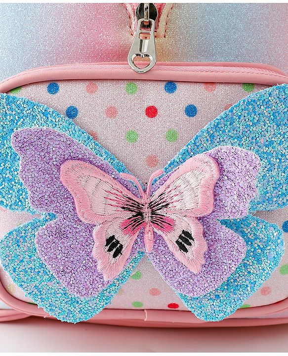 Babyhug Fashion Backpack with Butterfly Applique - Pink