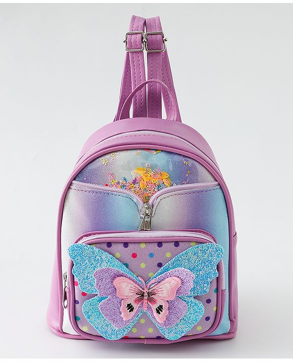 Babyhug Fashion Backpack with Butterfly Applique - Pink