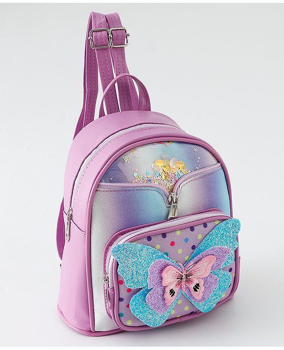 Babyhug Fashion Backpack with Butterfly Applique - Pink