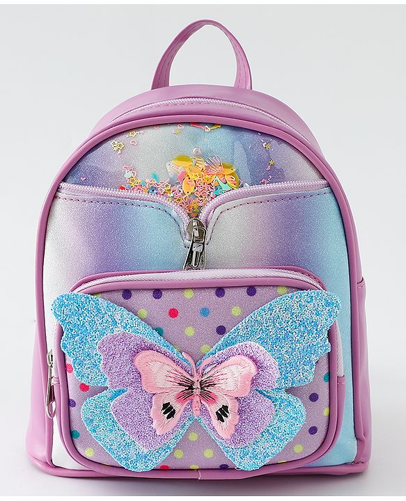 Babyhug Fashion Backpack with Butterfly Applique - Pink
