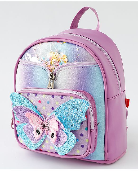 Babyhug Fashion Backpack with Butterfly Applique - Pink