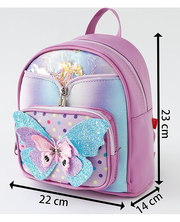 Babyhug Fashion Backpack with Butterfly Applique - Pink