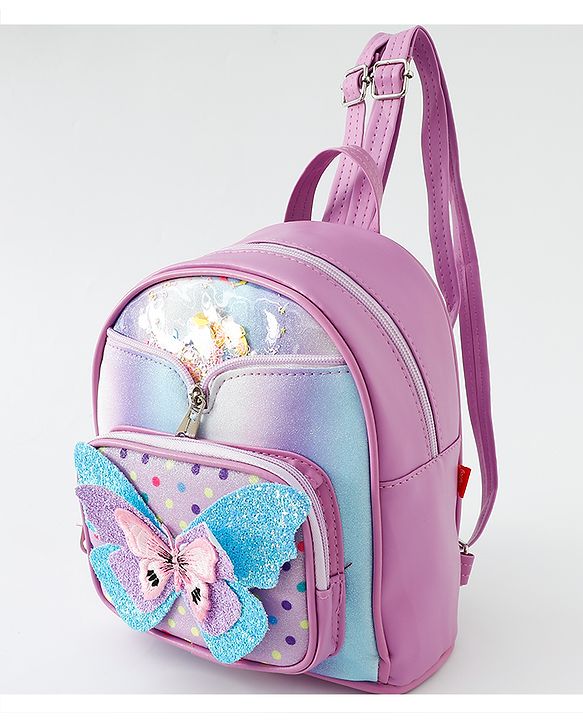 Babyhug Fashion Backpack with Butterfly Applique - Pink