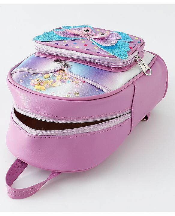 Babyhug Fashion Backpack with Butterfly Applique - Pink