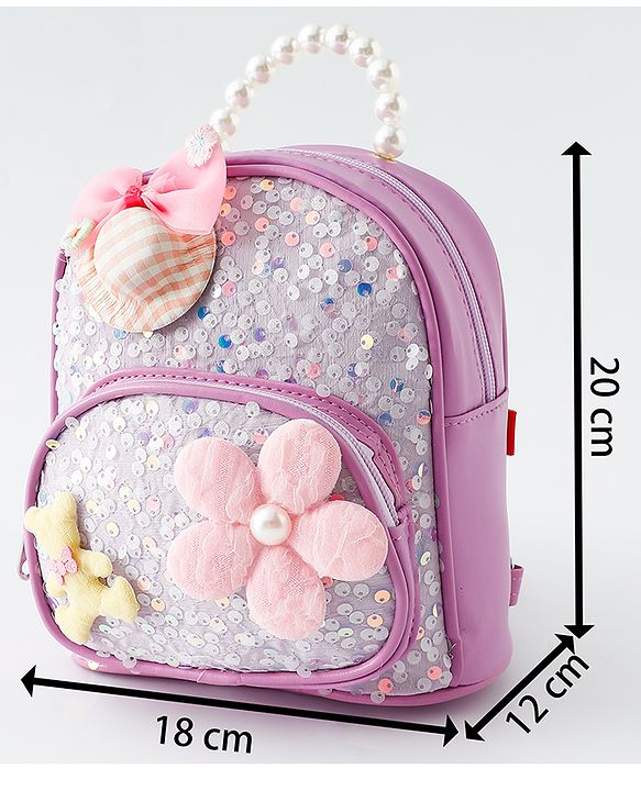 Babyhug Fashion Backpack with Sequin Detailing & Applique - Purple