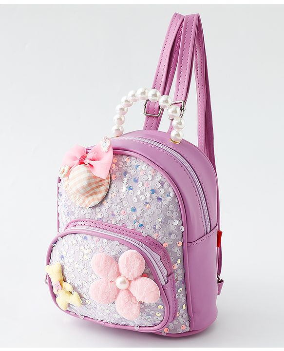 Babyhug Fashion Backpack with Sequin Detailing & Applique - Purple