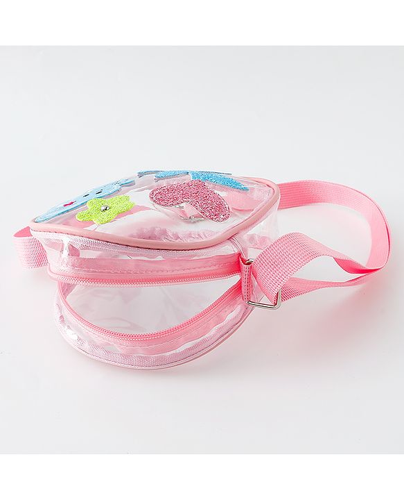 Babyhug  Transparent Sling Bag With Floral & Bunny Design - Pink