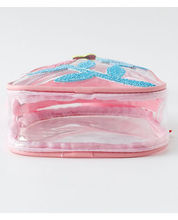 Babyhug  Transparent Sling Bag With Floral & Bunny Design - Pink