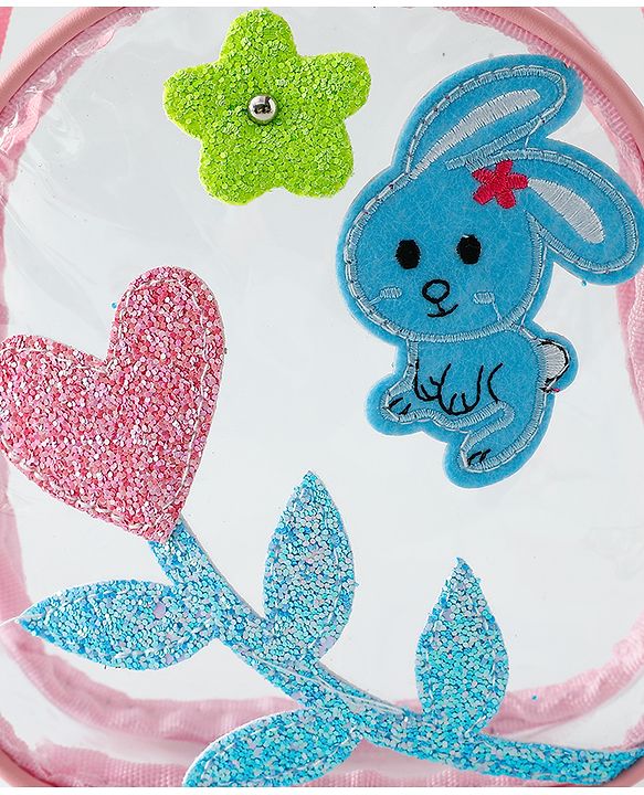 Babyhug  Transparent Sling Bag With Floral & Bunny Design - Pink