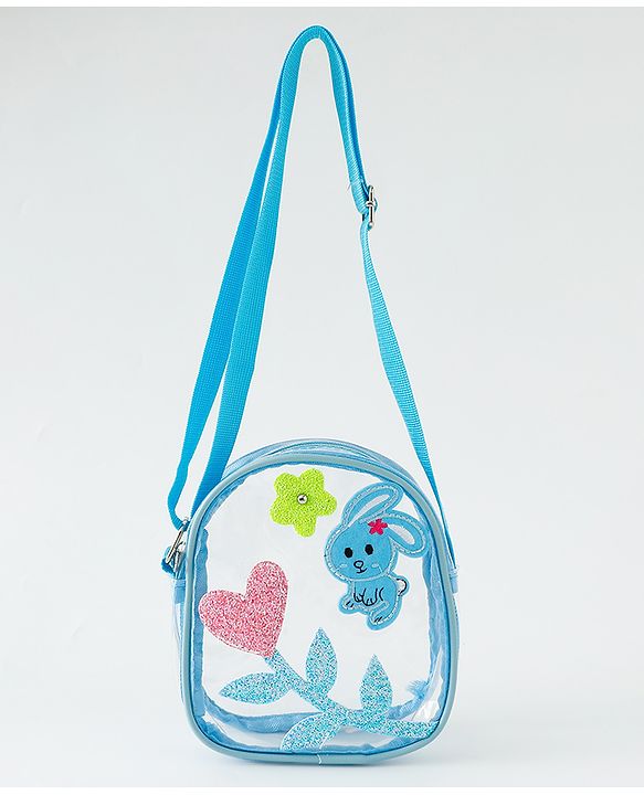 Babyhug  Transparent Sling Bag With Floral & Bunny Design - Pink