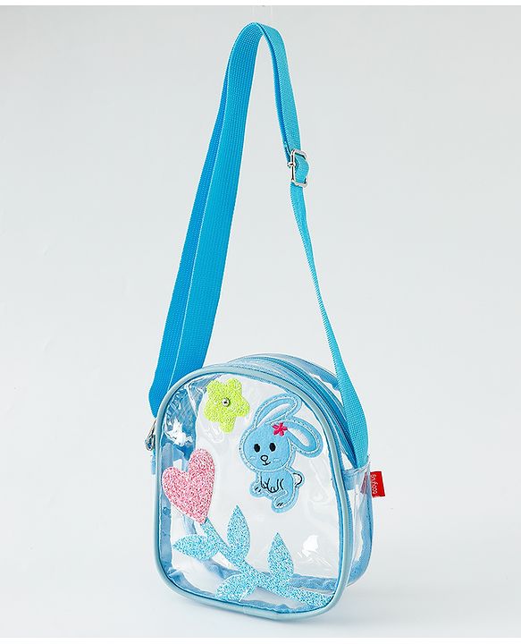 Babyhug  Transparent Sling Bag With Floral & Bunny Design - Pink