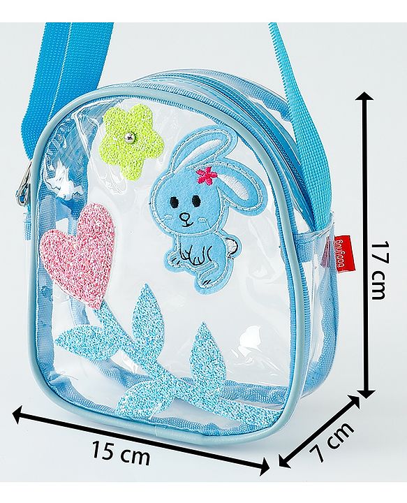 Babyhug  Transparent Sling Bag With Floral & Bunny Design - Pink