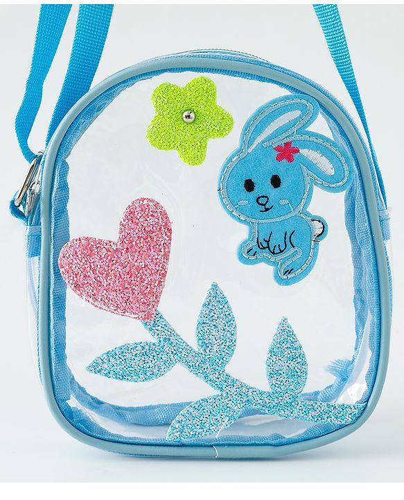 Babyhug  Transparent Sling Bag With Floral & Bunny Design - Pink