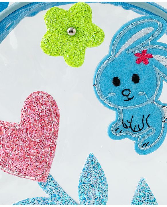 Babyhug  Transparent Sling Bag With Floral & Bunny Design - Pink