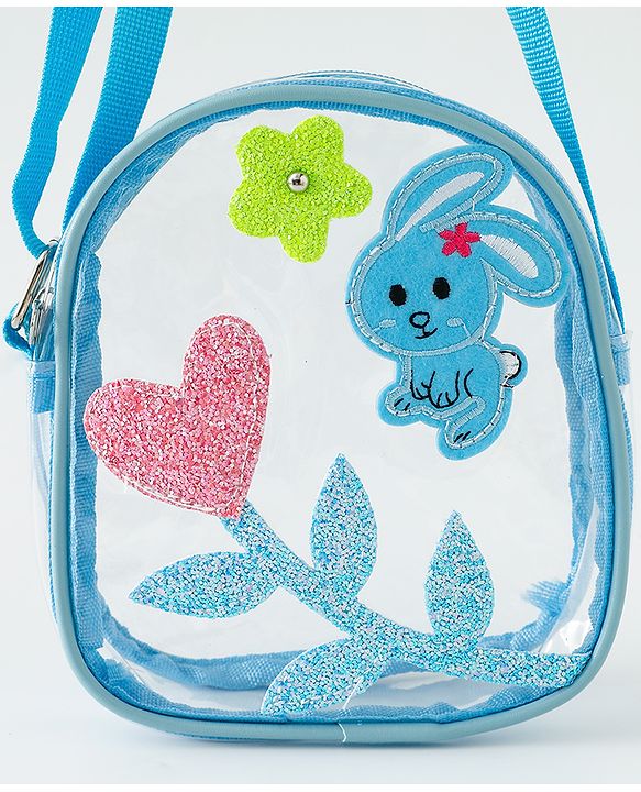 Babyhug  Transparent Sling Bag With Floral & Bunny Design - Pink