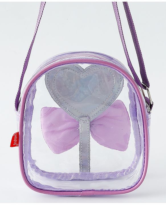 Babyhug Sling Bag with Bow & Heart Applique - Pink Sling Bag -Purple