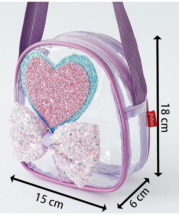 Babyhug Sling Bag with Bow & Heart Applique - Pink Sling Bag -Purple
