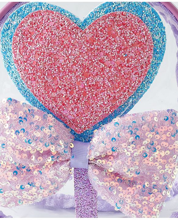 Babyhug Sling Bag with Bow & Heart Applique - Pink Sling Bag -Purple