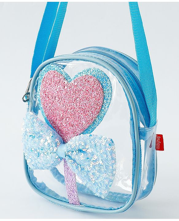 Babyhug Sling Bag with Bow & Heart Applique - Pink Sling Bag -Purple