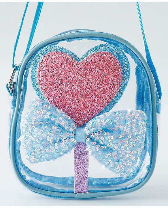 Babyhug Sling Bag with Bow & Heart Applique - Pink Sling Bag -Purple