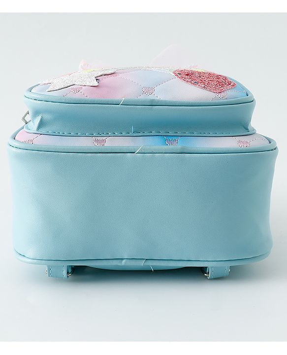 Babyhug Fashion Backpack with Hearts & Bow Applique - Blue