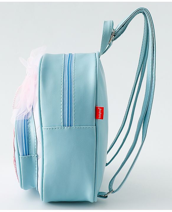 Babyhug Fashion Backpack with Hearts & Bow Applique - Blue