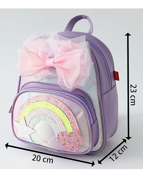 Babyhug Fashion Backpack with Hearts & Bow Applique - Blue