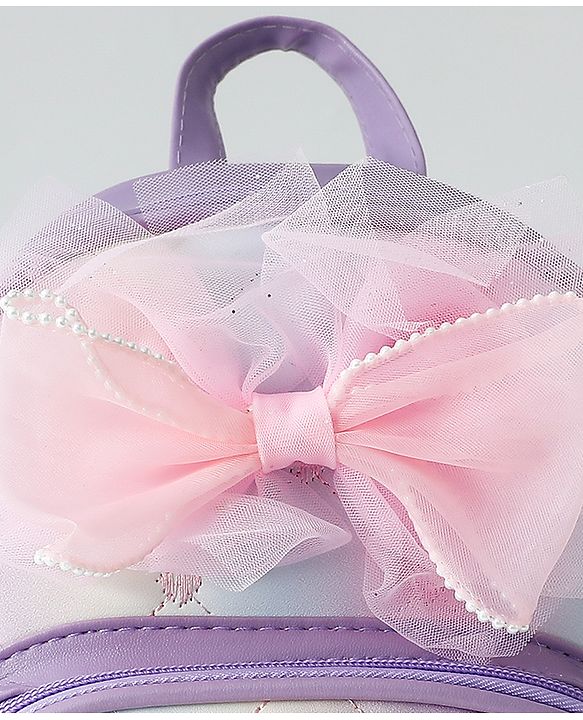 Babyhug Fashion Backpack with Hearts & Bow Applique - Blue