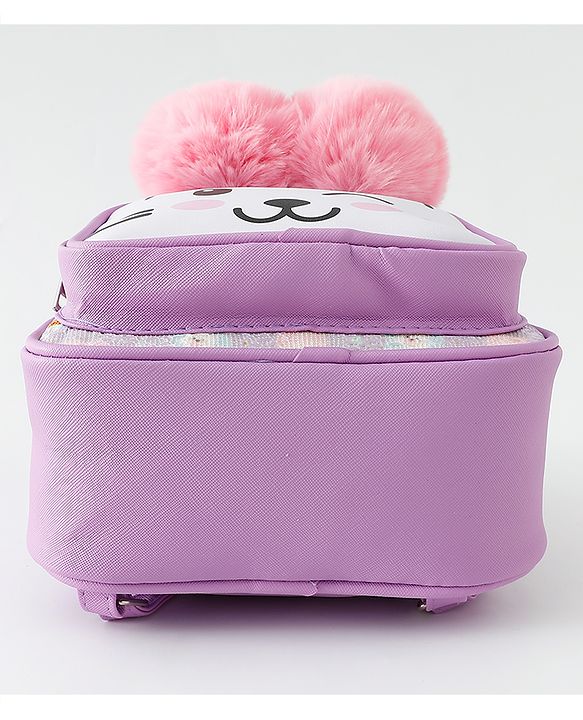 Babyhug Fashion Backpacks With Cat Printed Design & Fur Ears - Pink
