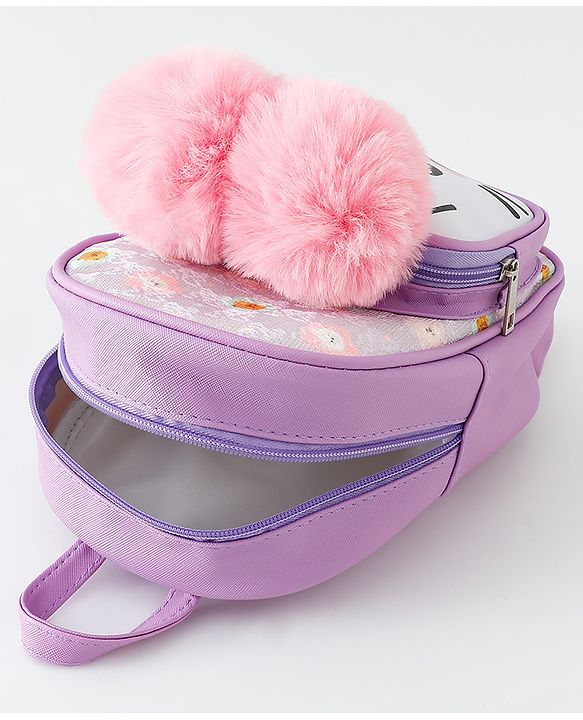 Babyhug Fashion Backpacks With Cat Printed Design & Fur Ears - Pink