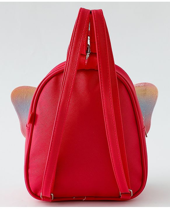 Babyhug Fashion Backpack with Hearts & Butterfly Applique - Fuchsia