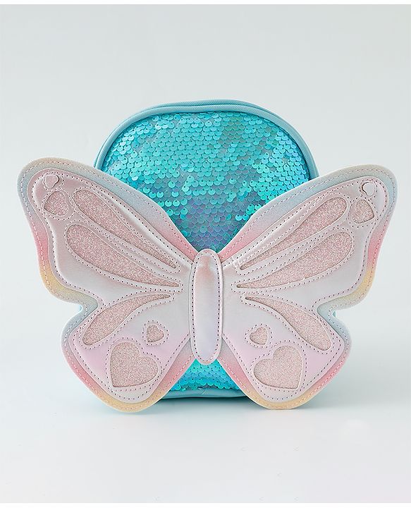 Babyhug Fashion Backpack with Hearts & Butterfly Applique - Fuchsia