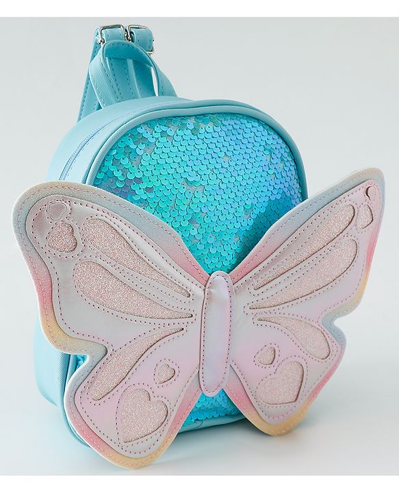 Babyhug Fashion Backpack with Hearts & Butterfly Applique - Fuchsia