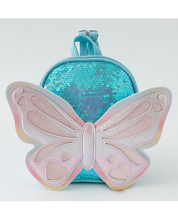 Babyhug Fashion Backpack with Hearts & Butterfly Applique - Fuchsia