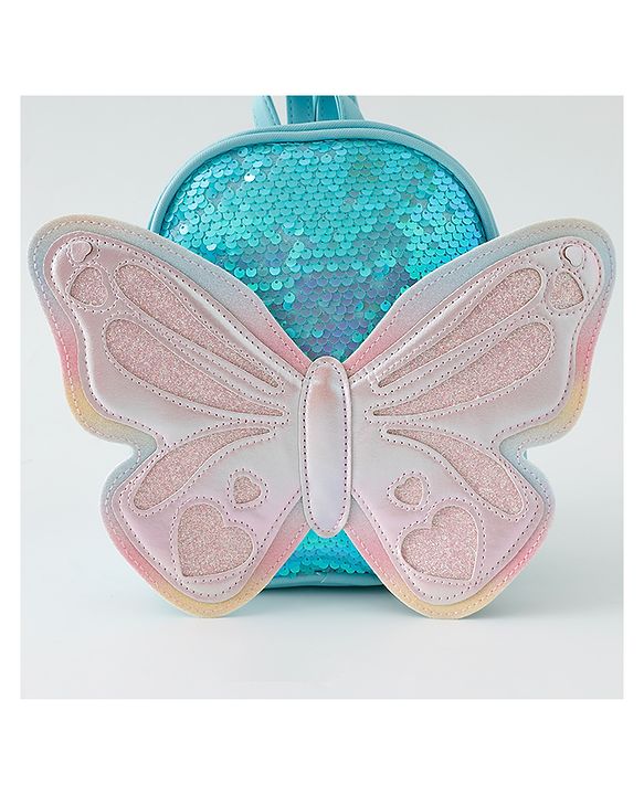 Babyhug Fashion Backpack with Hearts & Butterfly Applique - Fuchsia