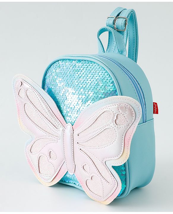 Babyhug Fashion Backpack with Hearts & Butterfly Applique - Fuchsia
