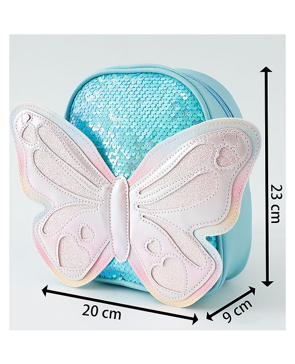Babyhug Fashion Backpack with Hearts & Butterfly Applique - Fuchsia